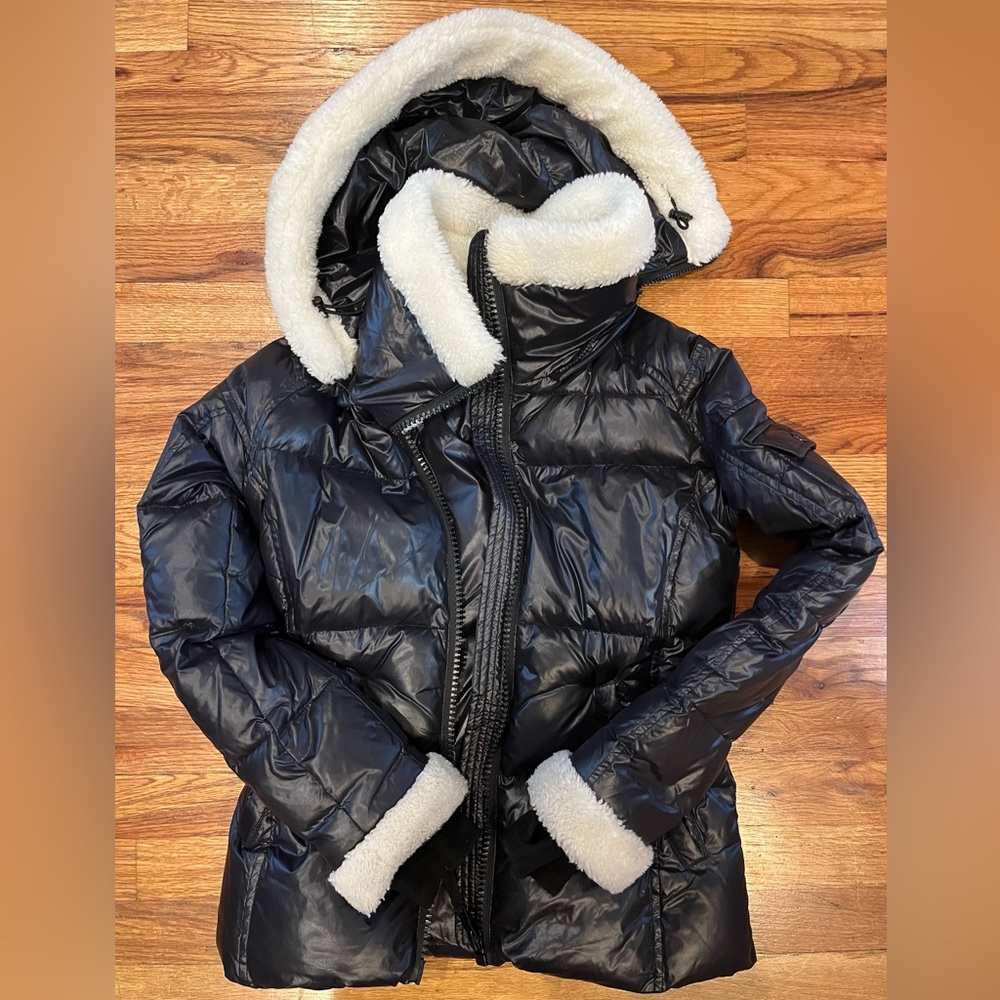 SAM S13 Black puffer Coat with Sherpa accent Womens XS fits Teens